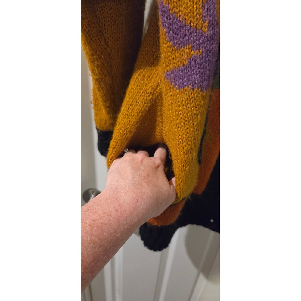Vintage Cervelle Art Cardigan Sweater M Wool Mohair Abstract Colorblock Grandpa - Picture 6 of 7